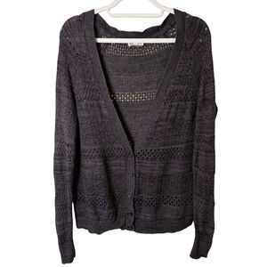 GRG Montreal Elegant Charcoal Knit Cardigan Boho Knit Crochet Size P S